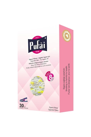 Pufai Katran Süzen Pembe Filtreli Ağızlık 8 MM 30'lu x 3 Paket
