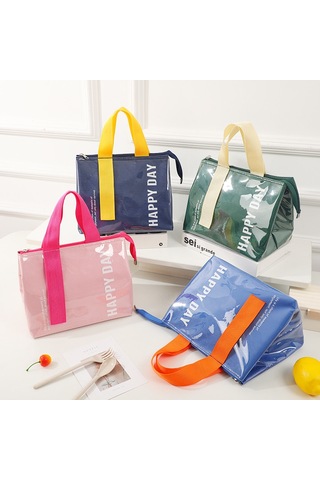 Yalıtımlı Çanta Kalınlaştırılmış Oxford Kumaş Yalıtımlı Çanta Tote Öğle Yemeği Kutusu Çantası - Pembe --