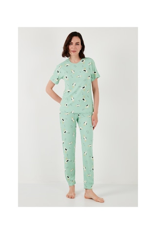 Lela Regular Fit Kısa Kollu Bayan Pijama Takımı 65740104 Mint