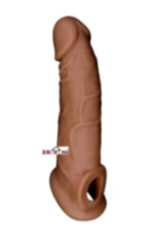 Erofoni Ucu 5 Cm Dolgulu 19 Cm Süper Realistik Uzatmalı Penis Kılıfı