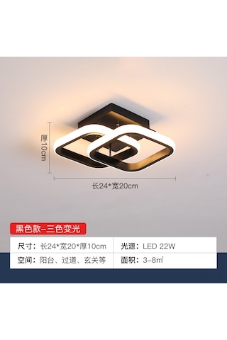 Leezsing Modern Led Avize: Oturma Odası, Giriş Ve Balkon İçin 3 Renk Aydınlatma - Siyah Kare Tasarım Siyah