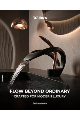 Flow Kısa Lavabo Bataryası Mat Sıyah-rose Siyah-rose