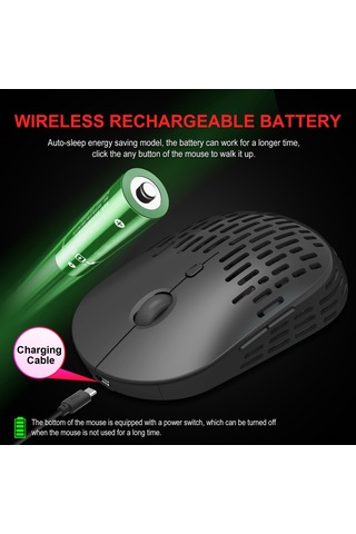 Geeksen Hxsj T38 Kablosuz Şarjlı Fare: 3 Dpı Ayarlı, Sessiz, Taşınabilir, Renkli Led, Dahili Batarya, Gri Optik