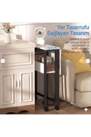 Sidney Kitaplık Raflı Katlanır Masa 70cm Tekerli Bilgisayar Masası Laptop Masası Siyah-beyaz Siyah - Beyaz