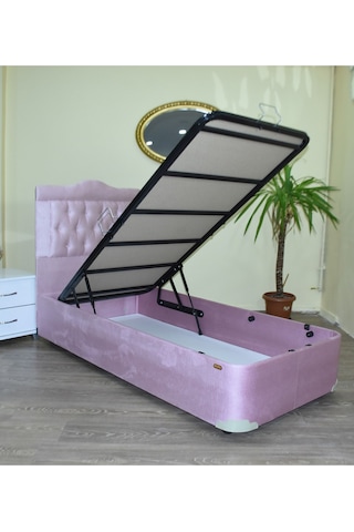 Baza Başlık Tay Tüy Pembe Silinebilir Kumaş Model Kapitone Metal Fırın Boya 90*190 El Yapım