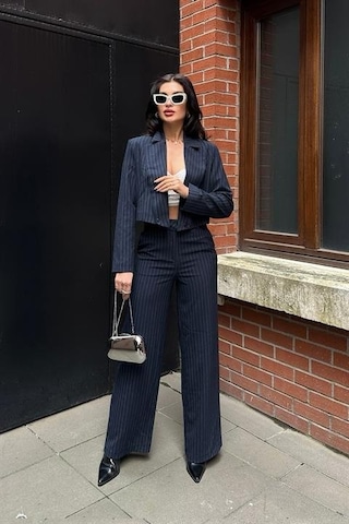 Renata Çizgili Pantolon Takım 9568-24 Laci Vert