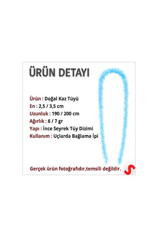 Mavi İnce 7 Gr Otriş Boa Tüy, 3,5 Cm X 2 Mt 1+