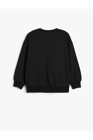 Koton Sweatshirt Unicorn Baskılı Uzun Kollu Bisiklet Yaka Şardonlu Siyah 5wkg10600ak Siyah