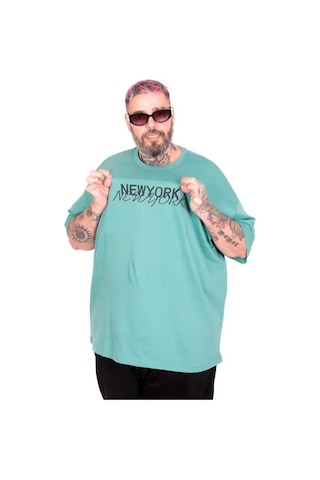 Cusseli Büyük Beden Unisex Bisiklet Yaka Tshirt New York 26204 Çağla