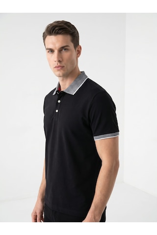 Giyim Dünyası Erkek Polo Yaka Kısa Kol Tshirt Siyah