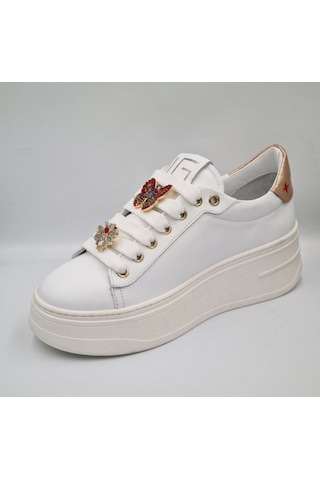 Greyder 59273 Beyaz Altın Hakiki Deri Kalın Taban Kadın Sneaker Beyaz