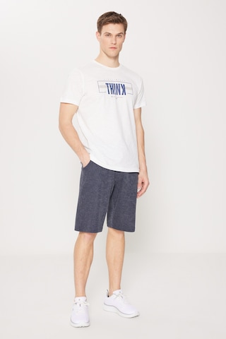 AC&Co / Altınyıldız Classics Erkek Standart Fit Normal Kesim Bisiklet Yaka Pamuklu Baskılı Pijama Takımı Ekru