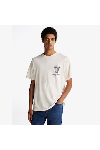 Tommy Hilfiger Tommy Hılfıger Erkek T-shırt Dm0dm20352-ybh Beyaz