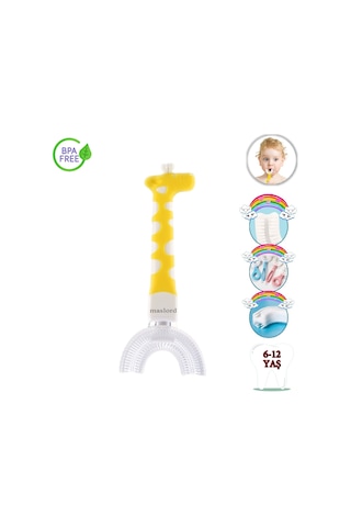 Mas Lord U Tipi Yeni Nesil Diş Fırçası - Sarı - Zürafa Model  6-12 Yaş
