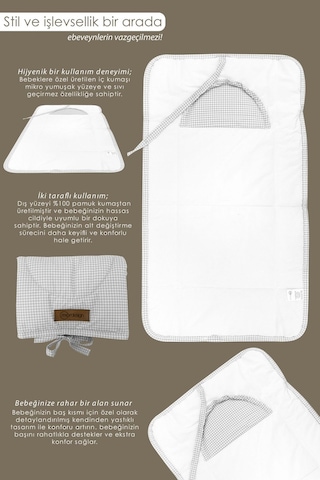 Mordesign Bebek Çanta Alt Açma Minderi Alt Değiştirme Pedi Taşınabilir Bakım Örtüsü Care Seri Gri