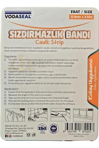 Vodaseal Su Geçirmez Sızdırmazlık Bandı Beyaz - 12.8 Mm X 3.35 M.