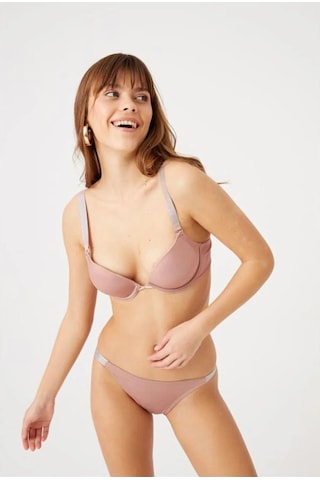 Diva Destekli Double Push Up Taşlı Pudra Sütyen Takımı 663 Tk Pudra