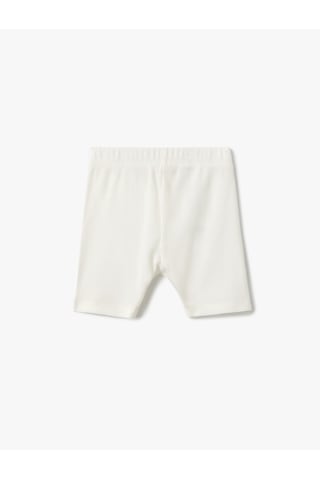 Koton Pamuklu Lastik Detaylı Ribanalı Basic Kısa Tayt Ekru 5skg40011ak Ekru