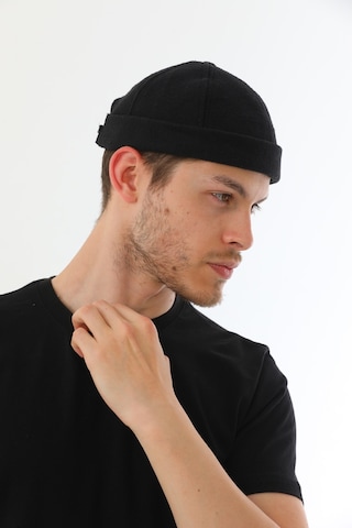 Kaşe Siyah Arkadan Ayarlı Retro Hip-hop Takke Şapka Siyah