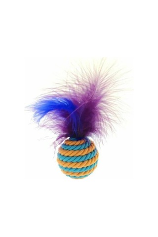 Patiderm Tüylü Renkli İp Sarma Top Kedi Oyuncağı 1 Adet