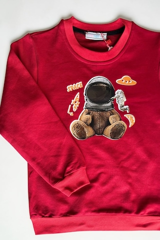 Minik Motion 3'lü Set Çocuk Baskılı 2 İplik Penye Sweatshirt Kırmızı - Siyah - Turuncu