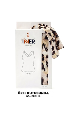 Just Inner Kadın Tekli Viskon Bluz Leopar Desenli V Yaka Çapraz Sırt Detaylı Şık Ve Modern Tasarım 216007