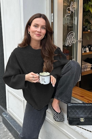 Madmext Madmext Bisiklet Yaka Oversize Triko Kazak MG1972 Siyah