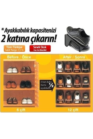 Dolap İçi Ayakkabı Düzenleyici Ayakkabılık Plastik Rampa Aparat Çok Renkli