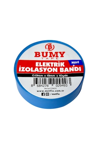 Bumy Elektrik Bandı 0.13mm X 19mm X 10 Yds Mavi