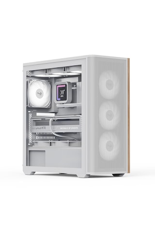 Aerocool D501a White 4x12cm A-rgb Fanlı, Ahşap Ön Panel Detaylı,