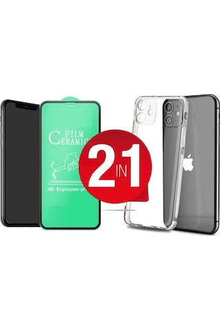 Apple Uyumlu   iPhone 14 Promax 5d Ekran Koruyucu Kırılmaz Cam + Şeffaf Kılıf li
