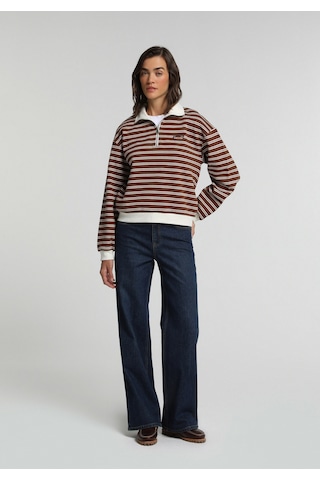 Colin's Colins Regular Fit Polo Yaka Çizgili Kadın Kahverengi Sweatshirt Cl1081687 Q1.v1 Brw