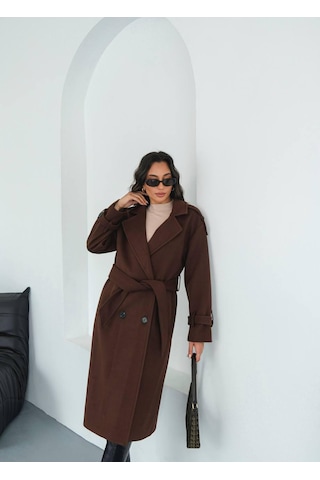 Mylook Modern Premium Kaşe Kaban Acı Kahverengi