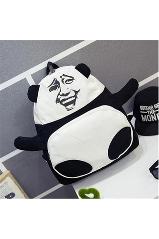 Trendy Erkek Çanta Yaratıcı Kişilik Altın Komik Sırt Çantası Panda Omuz Çantası Küratör Kim'in İfadesi