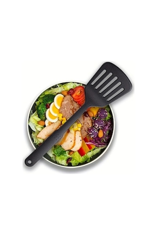 Trendooze 1 Adet Gaojunshop01 Siyah Yapışmaz Nylon Oluklu Spatula Isıya Dayanıklı Bpa İçermez Ergonomik Saplı Siyah Siyah