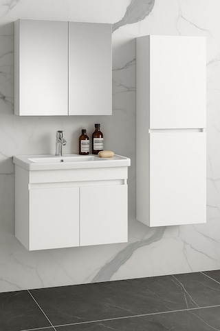 Viena Banyo Dolabı Ve Ayna Üst Modül Takım Beyaz