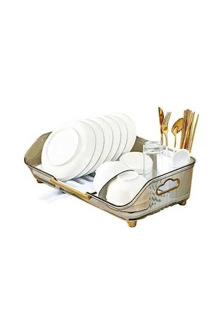 Pazly Kahverengi Mutfak Bulaşıklık Pot Plaka Rafı - Bpa İçermeyen Plastik Drenaj Tutucu - Kullanışlı Mutfak Organizatörü Kahverengi