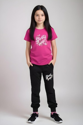 Fyk Kids Kız Çocuk Baskılı Start Up Alt-üst Pijama Takımı Fuşya