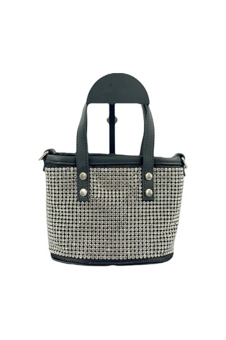 Sentt Deri Üzeri Swarovski Taş Kaplama Mini El Çantası - Beyaz