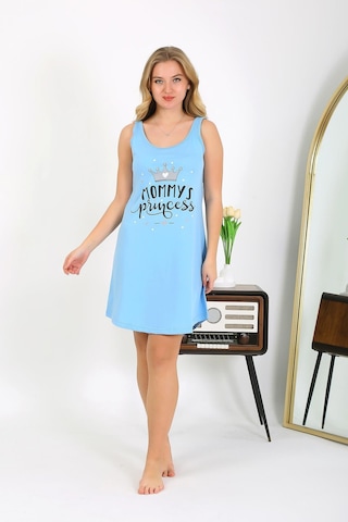 Akbeniz Kadın Kalın Askılı Penye Gecelik Mavi 1777 Mavi