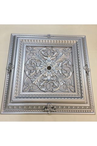 Saray Tavan Göbek Panel 72cm 72cm Gümüş Içerisine Led Döşenebilir Panel