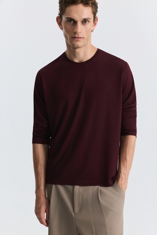 Antioch Relax Fit Uzun Kollu T-shirt Bordo