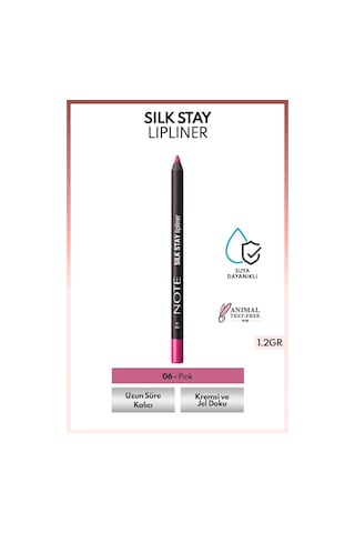 Note Cosmetics Silk Stay Lipliner Suya Dayanıklı İpeksi Dudak Kalemi - 06 Pink - Pembe