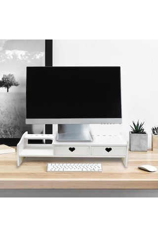 Homyl Monitör Standı Yükseltici, Dizüstü 2-beyaz-çekmece