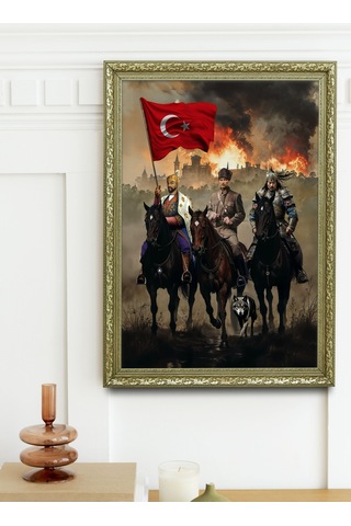 Atatürk 3'lü Önder 60x80 Cm Tablo