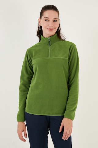 Lela Slim Fit Yumuşak Dokulu Anti-Pilling Tüylenme Yapmayan Yarım Fermuarlı Bayan Polar 5907000 Fistik Yeşil