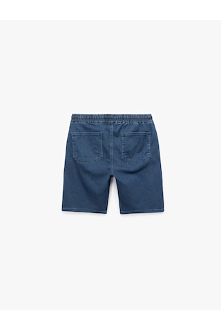 Koton Beli Bağcıklı Bermuda Slim Fit Jean Şort Koyu İndigo 5sam40134nd İndigo