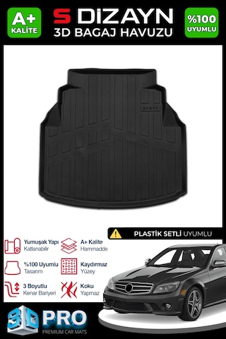 S-dizayn Mercedes C180 W204 3d Pro Bagaj Havuzu 2007-2014 A+ Kalite
