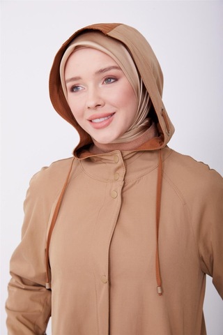 Armine Kol Ortası Çıtçıtlanan Pardesü 23k8512 Camel Kahverengi