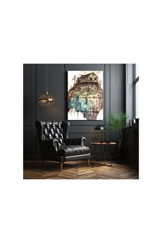 Yüzen Ada Ev Cam Tablo Konsept Sanat Duvar Dekoru Modern Ev Ve Ofis Dekorasyonu